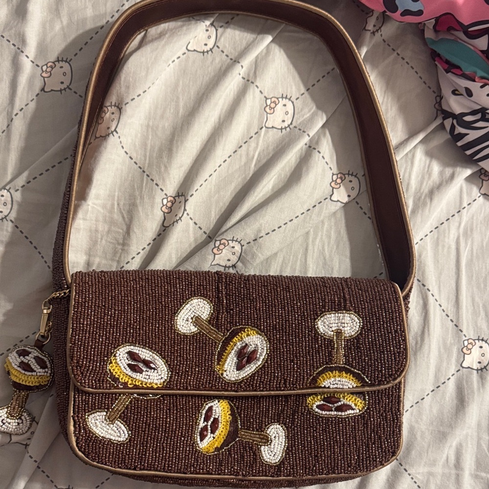 Brown Beaded Women's Bag